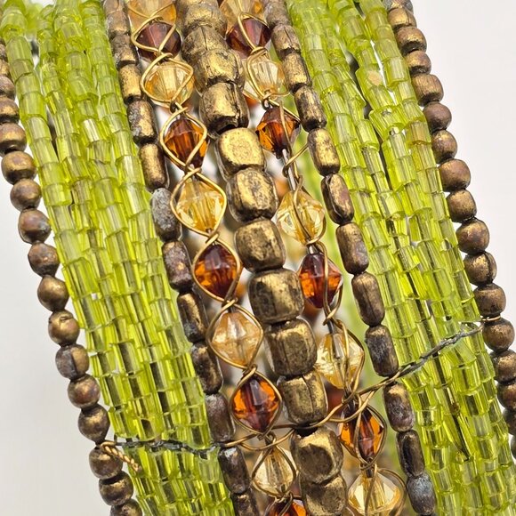 Lot of 4 Statement Cuff Bracelets Brass Glass Beads Openwork & Crystal Designs - Picture 5 of 12